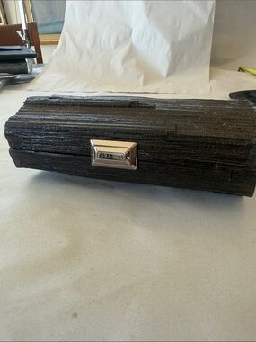 Kara Ross Brown Wood Textured Clutch